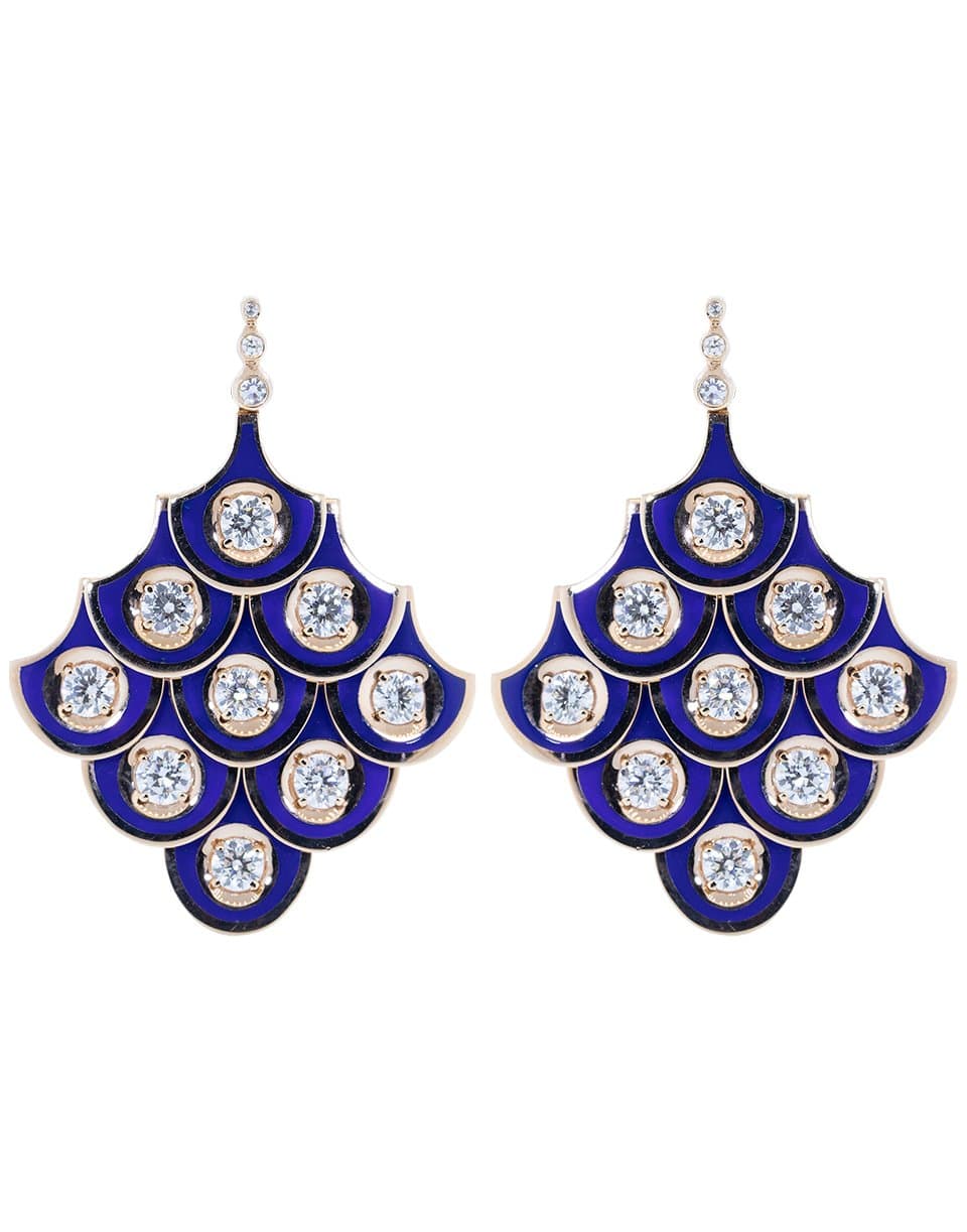 SELIM MOUZANNAR-Blue Enamel and Diamond Fish Love Earrings-ROSE GOLD