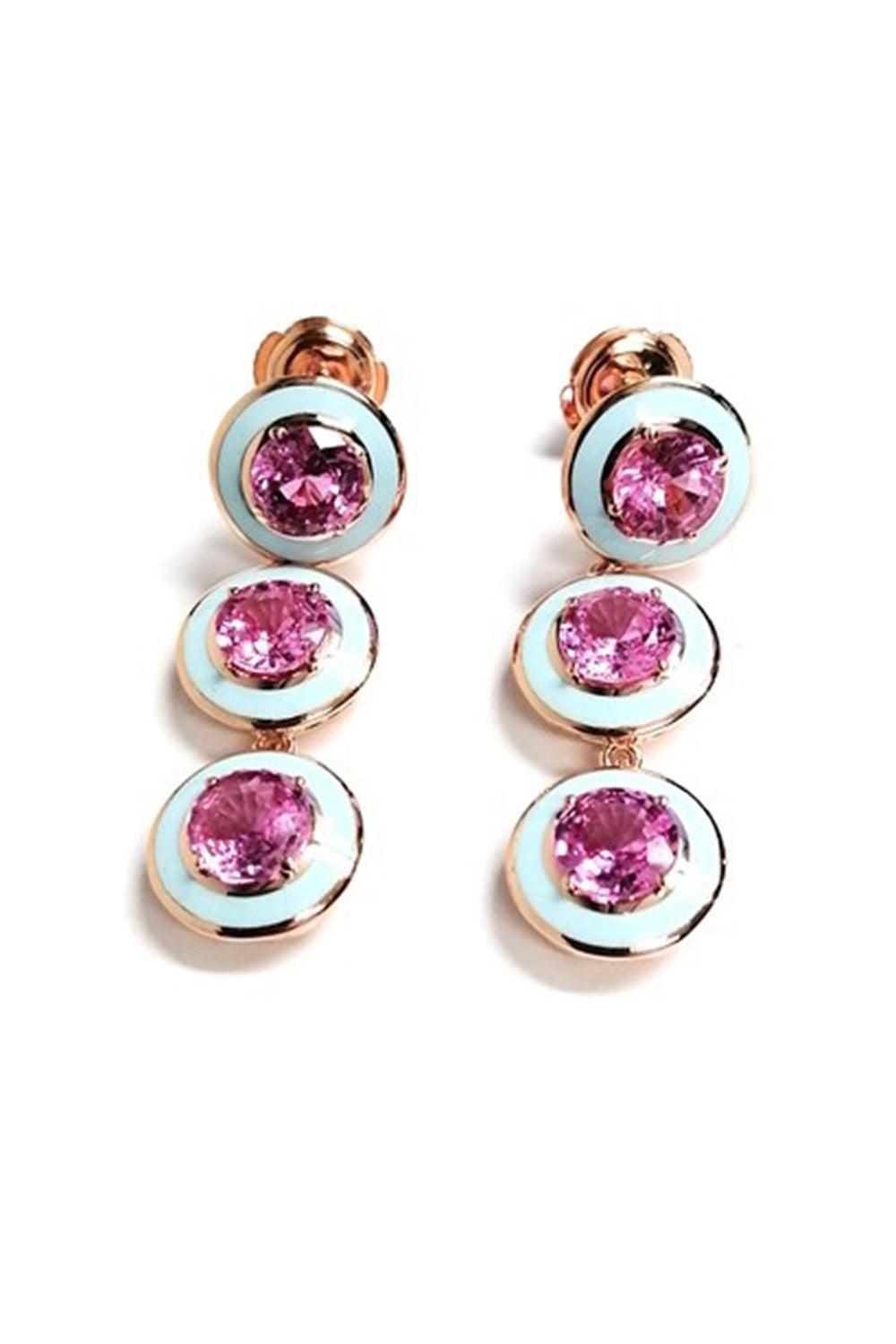 Blue Enamel Pink Sapphire Earrings-ROSE GOLD-JEWELRYFINE JEWELEARRING-SELIM MOUZANNAR
