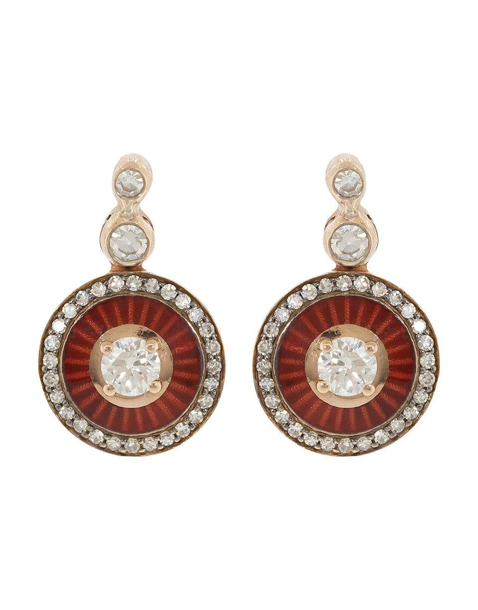 SELIM MOUZANNAR-Diamond and Burgundy Enamel Drop Earrings-ROSE GOLD