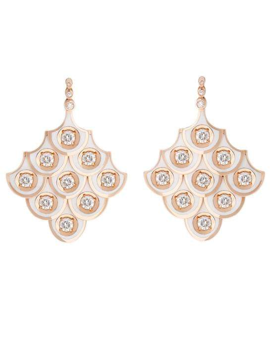 SELIM MOUZANNAR-Diamond and White Enamel Earrings-ROSE GOLD
