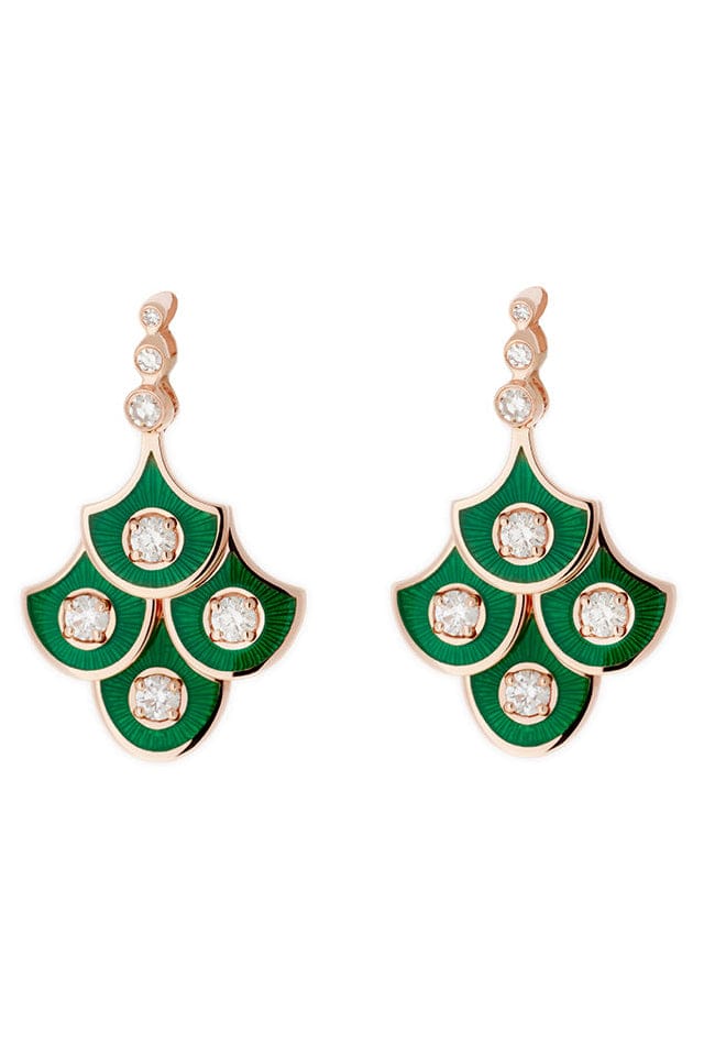 SELIM MOUZANNAR-Green Enamel Fish for Love Earrings-ROSE GOLD