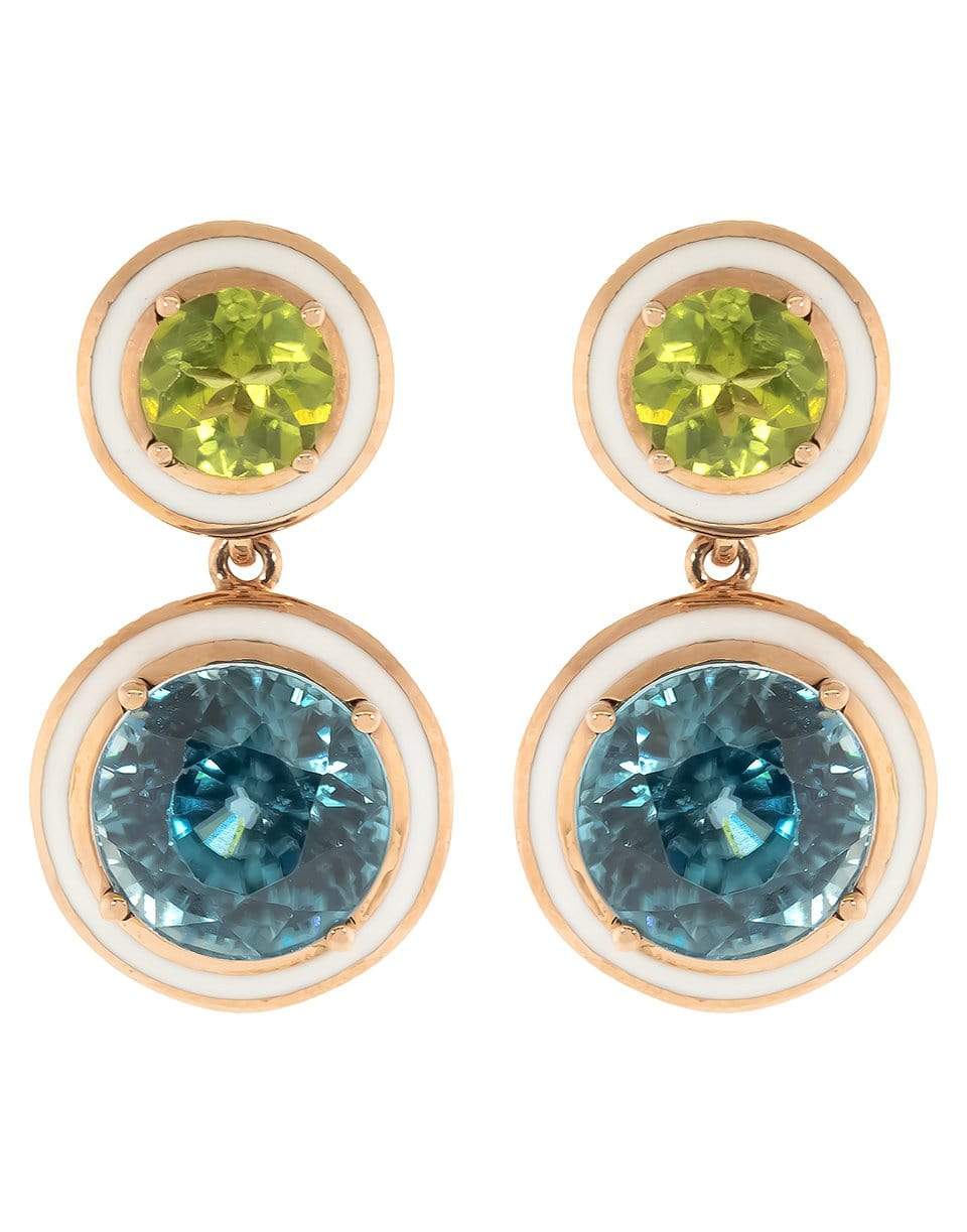SELIM MOUZANNAR-Hyacinth, Peridot and White Enamel Earrings-ROSE GOLD