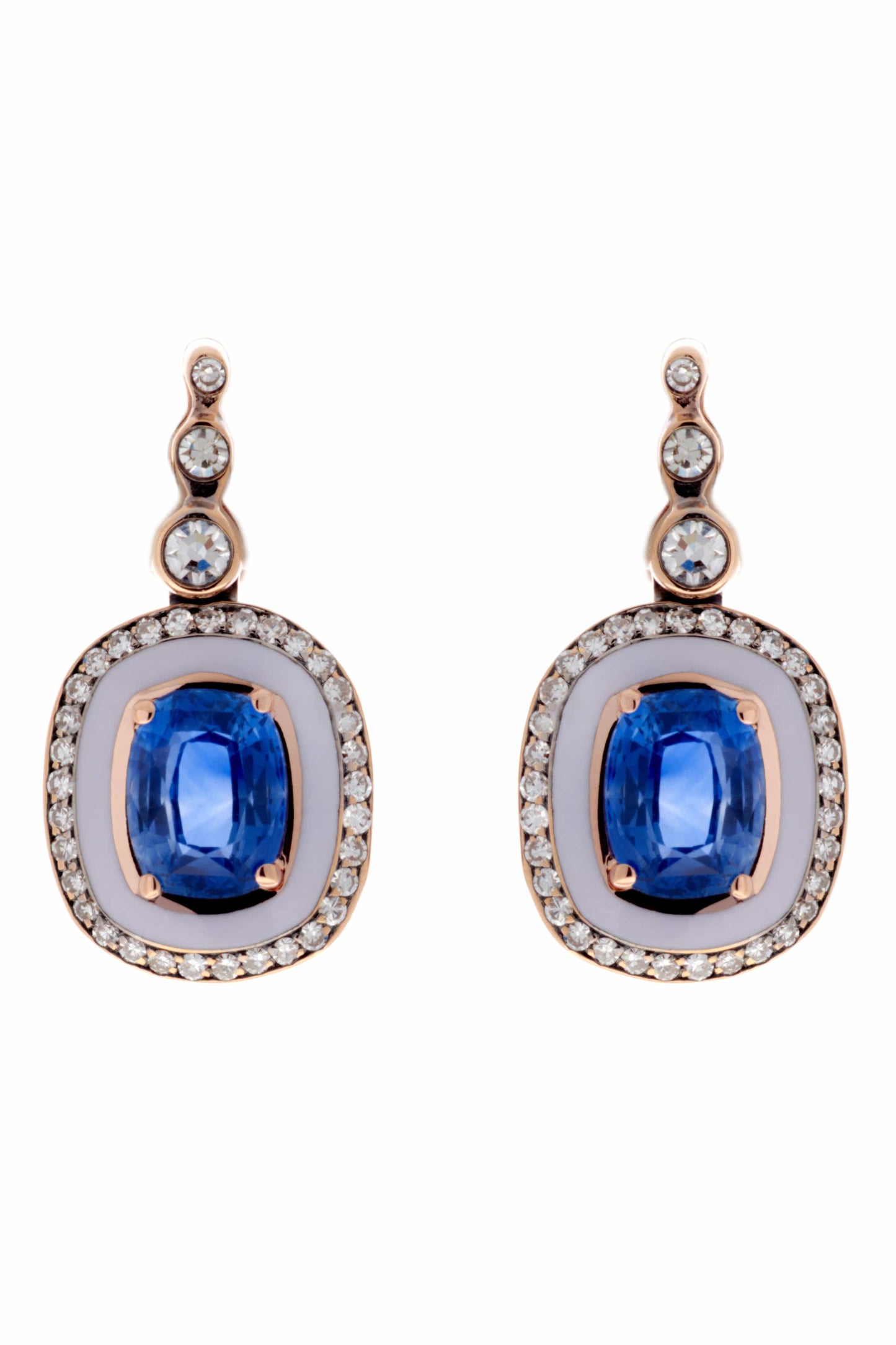 SELIM MOUZANNAR-Lilac Enamel Blue Sapphire Earrings-ROSE GOLD