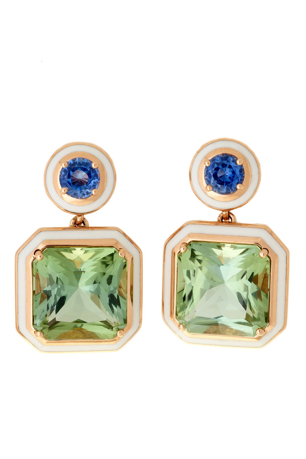 SELIM MOUZANNAR-Mina Ivory Enamel Tourmaline Earrings-ROSE GOLD