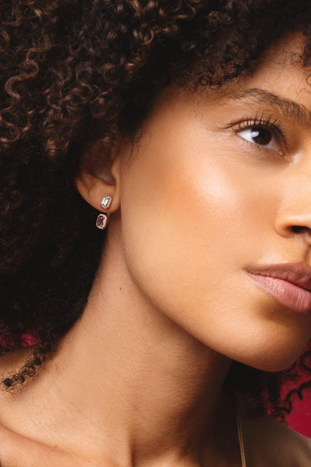 SELIM MOUZANNAR-Mina Lilac Enamel Tourmaline Earrings-ROSE GOLD