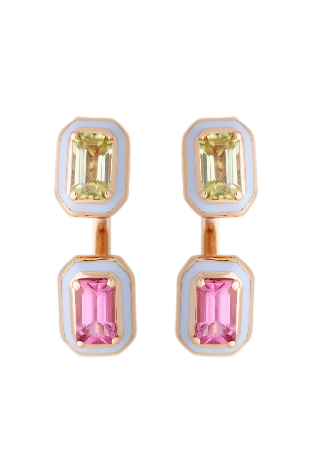 SELIM MOUZANNAR-Mina Lilac Enamel Tourmaline Earrings-ROSE GOLD