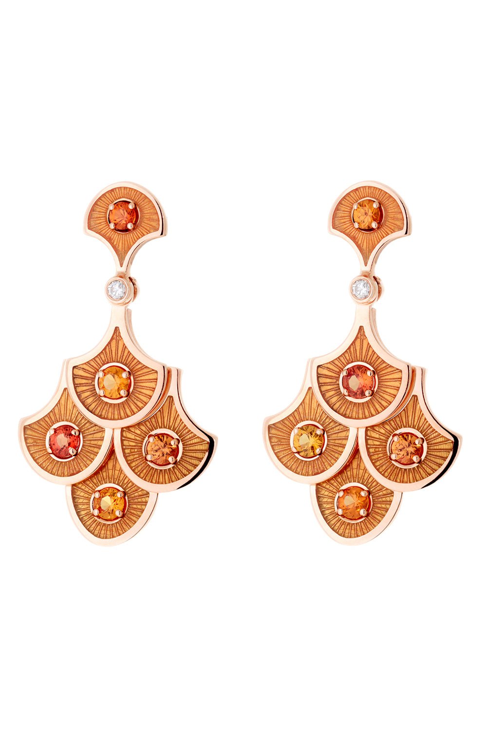 SELIM MOUZANNAR-Orange Sapphire Scale Earrings-ROSE GOLD