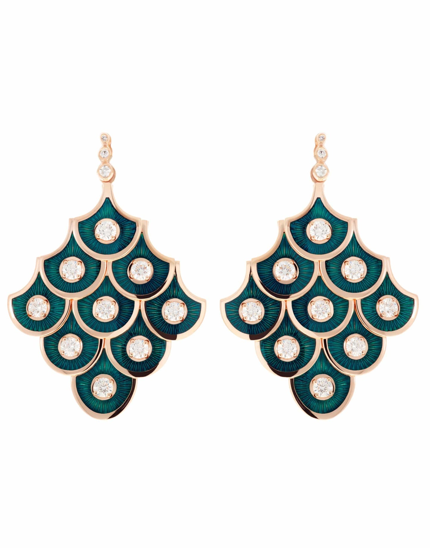 SELIM MOUZANNAR-Petrol Enamel Earrings-ROSE GOLD