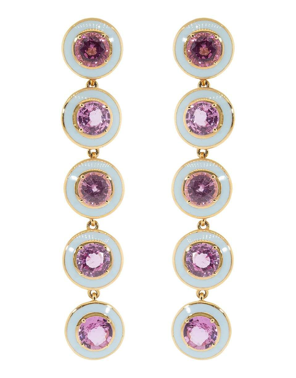 SELIM MOUZANNAR-Pink Sapphire and Blue Enamel Drop Earrings-ROSE GOLD