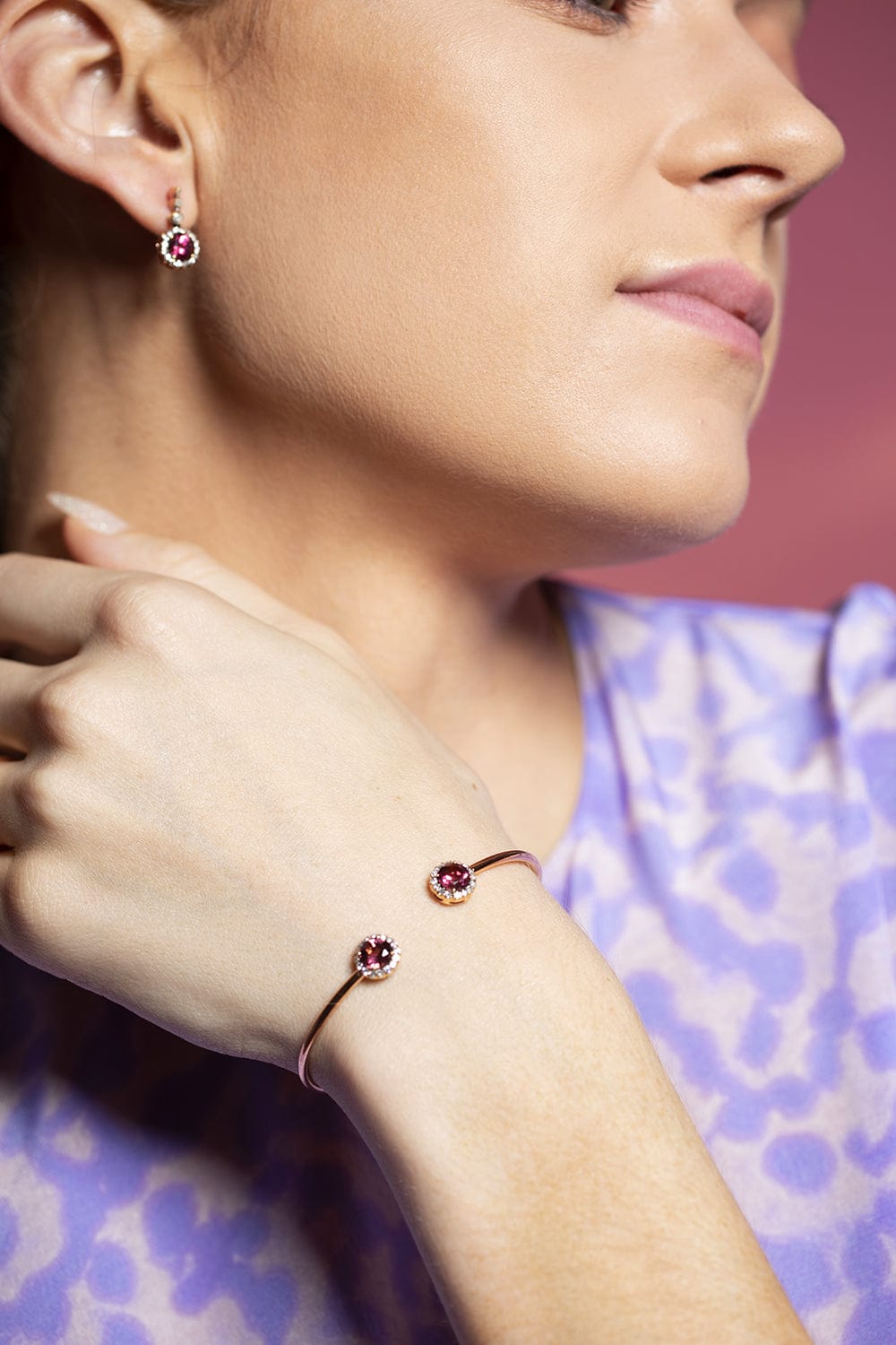 SELIM MOUZANNAR-Pink Tourmaline Beirut Earrings-ROSE GOLD