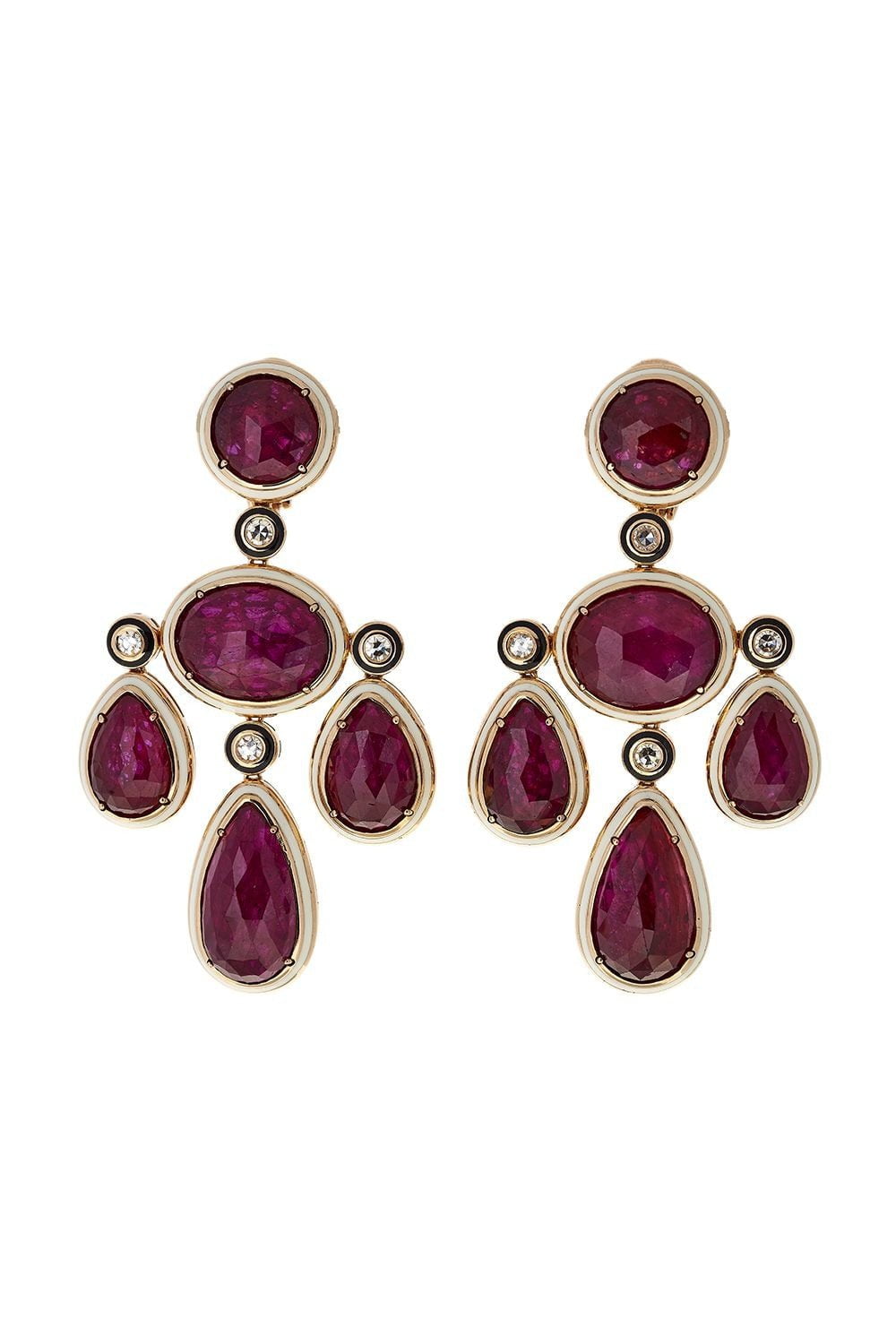 SELIM MOUZANNAR-Ruby Enamel Earrings-ROSE GOLD