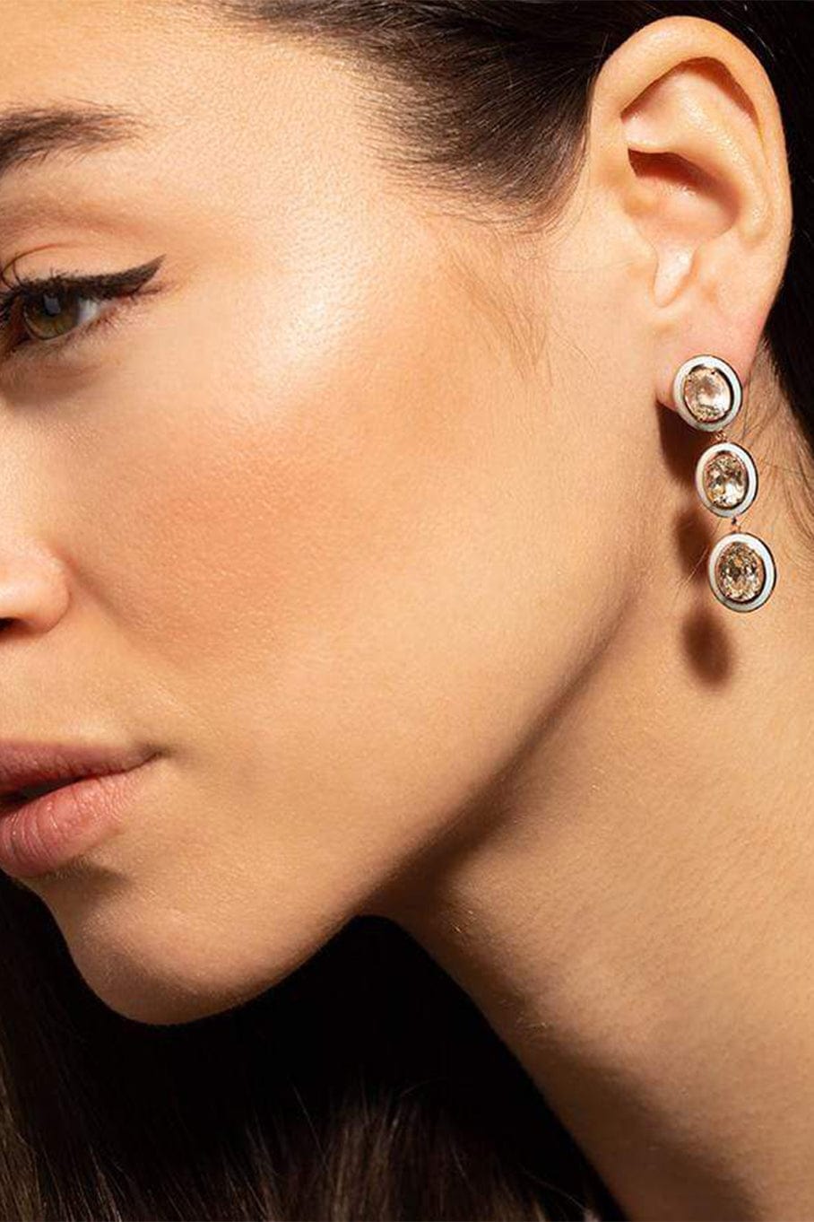 SELIM MOUZANNAR-Yellow Sapphire and Blue Enamel Drop Earrings-ROSE GOLD