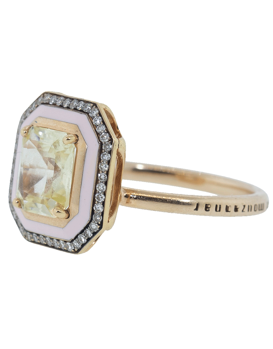 SELIM MOUZANNAR-Yellow Sapphire and Pink Enamel Ring-ROSE GOLD