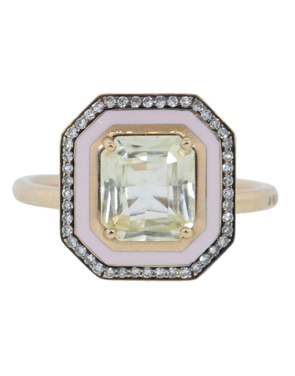 SELIM MOUZANNAR-Yellow Sapphire and Pink Enamel Ring-ROSE GOLD