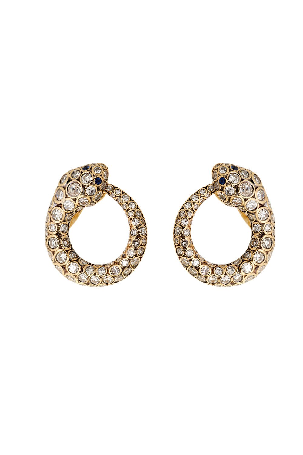 SELIM MOUZANNAR-Large Basilik Diamond Sapphire Earrings-YELLOW GOLD