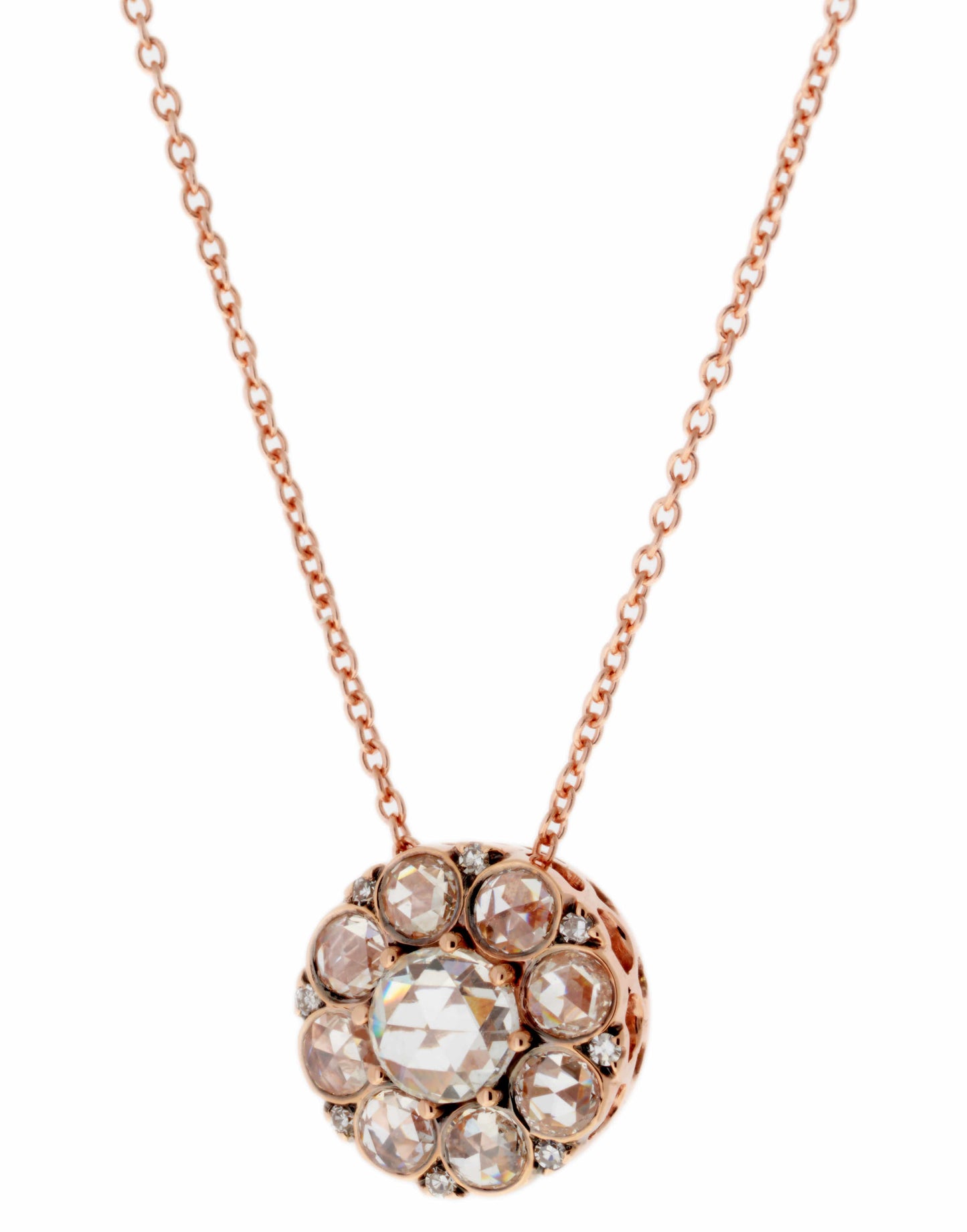 SELIM MOUZANNAR-Diamond Flower Pendant Necklace-