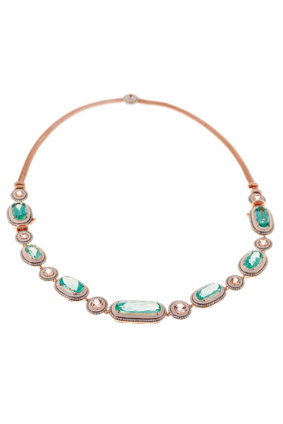 SELIM MOUZANNAR-Beryl, Morganite, Diamond and Pink Enamel Necklace-ROSE GOLD