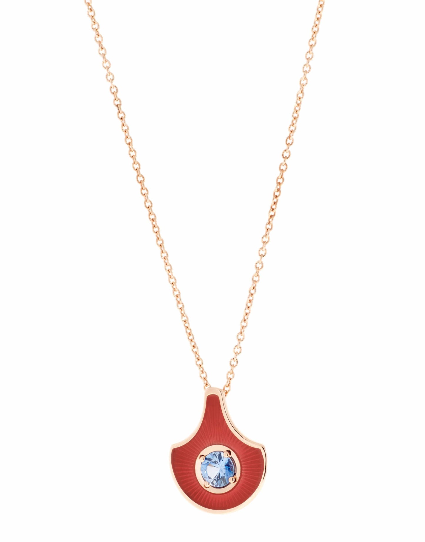 SELIM MOUZANNAR-Blue Sapphire and Coral Enamel Necklace-ROSE GOLD