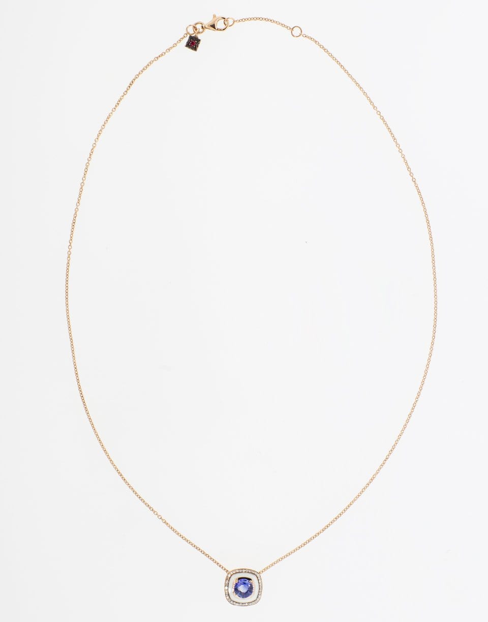SELIM MOUZANNAR-Blue Sapphire and Diamond Pendant Necklace-ROSE GOLD