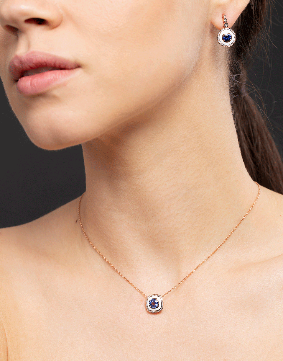 SELIM MOUZANNAR-Blue Sapphire and Diamond Pendant Necklace-ROSE GOLD