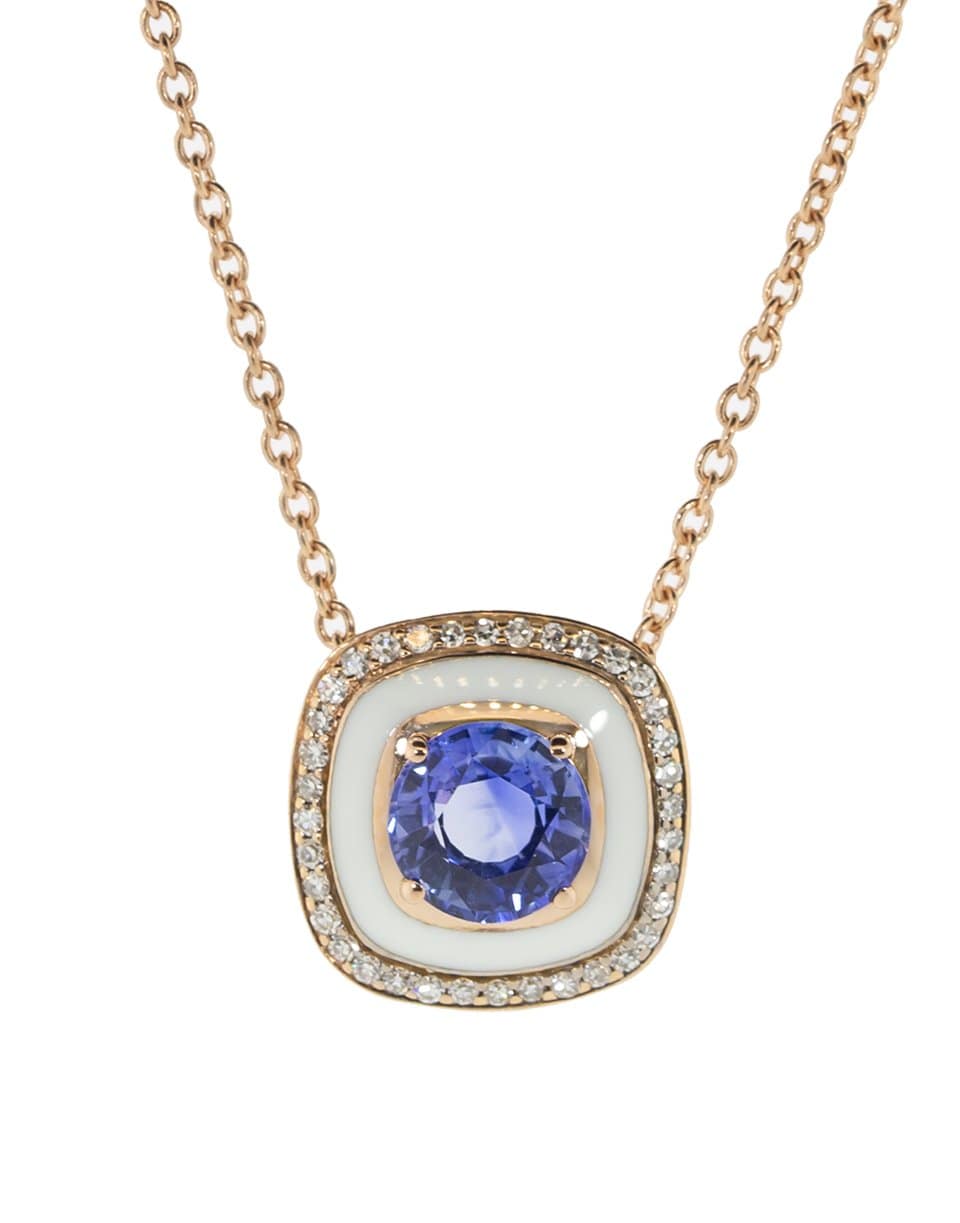 SELIM MOUZANNAR-Blue Sapphire and Diamond Pendant Necklace-ROSE GOLD