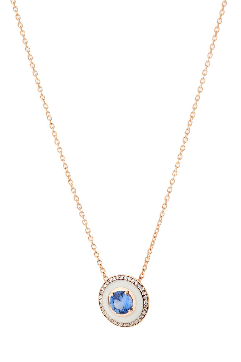 SELIM MOUZANNAR-Blue Sapphire Enamel Necklace-ROSE GOLD