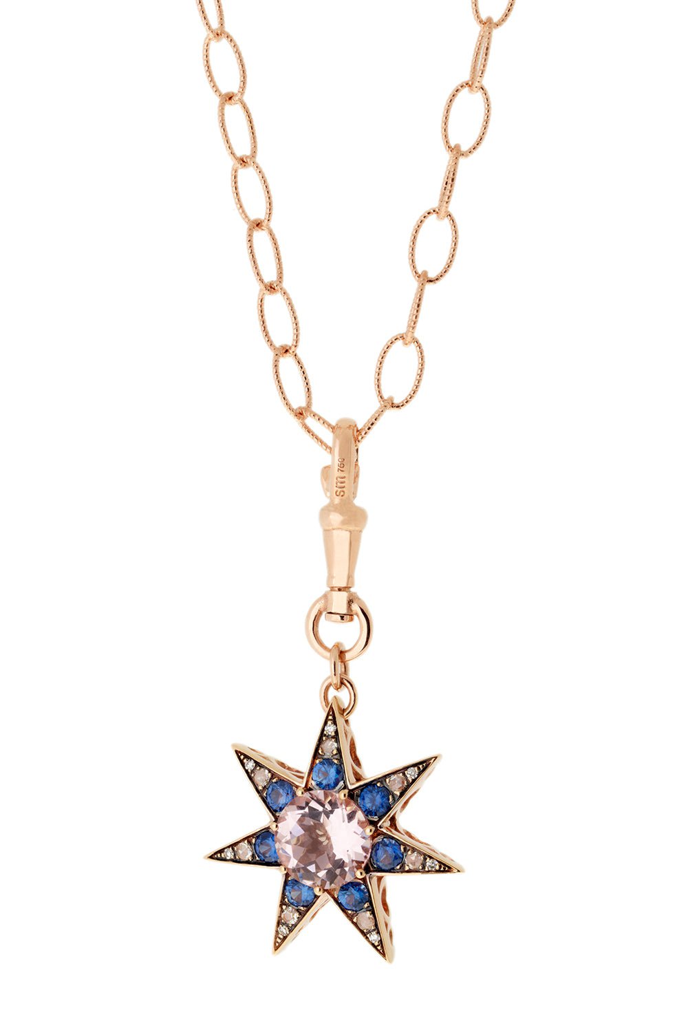SELIM MOUZANNAR-Blue Sapphire Morganite Star Necklace-ROSE GOLD