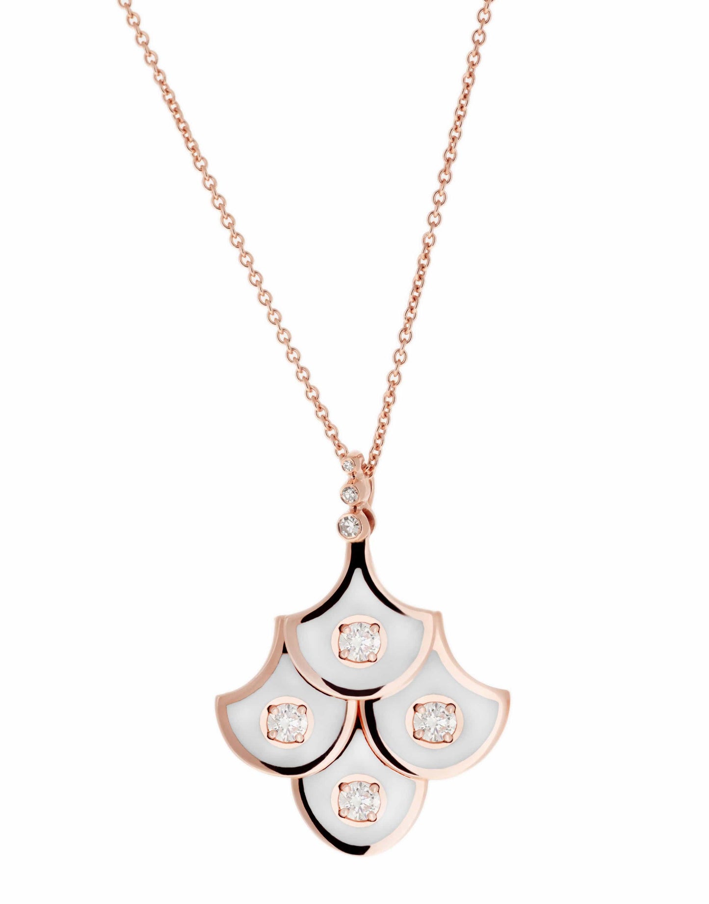 SELIM MOUZANNAR-Diamond and White Enamel Pendant Necklace-ROSE GOLD