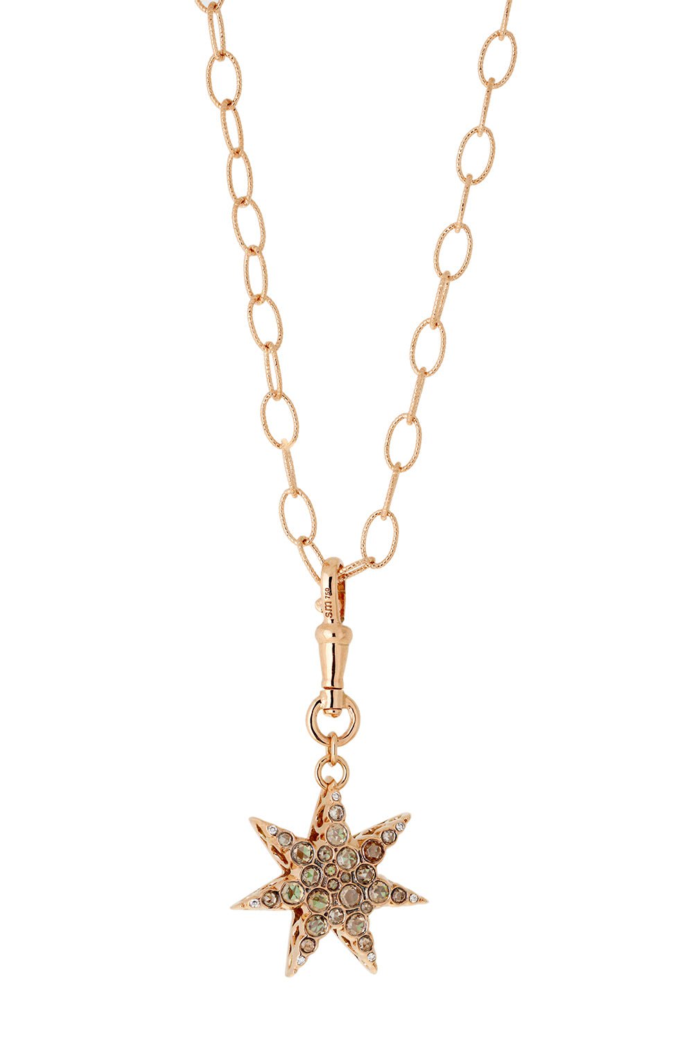 SELIM MOUZANNAR-Istanbul Tsavorite Diamond Star Pendant Necklace-ROSE GOLD
