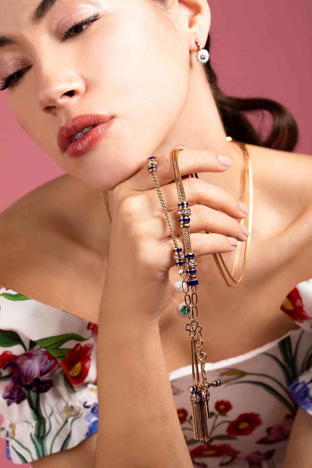 SELIM MOUZANNAR-Kastak Blue Sapphire Lariat Necklace-ROSE GOLD