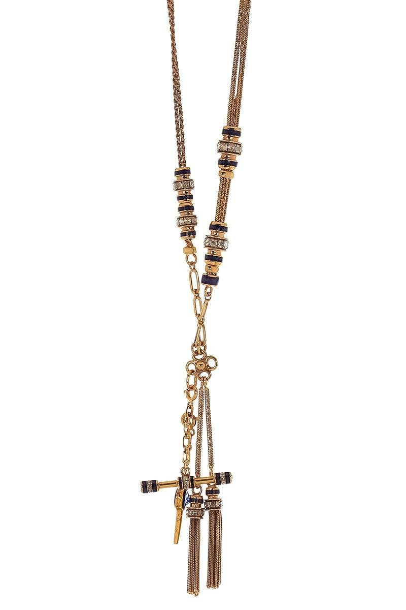 SELIM MOUZANNAR-Kastak Blue Sapphire Lariat Necklace-ROSE GOLD