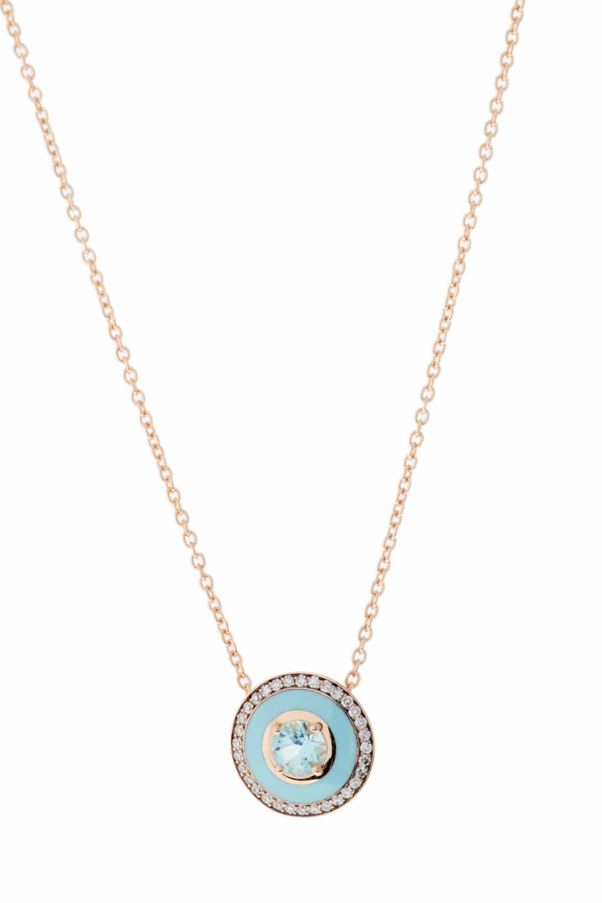 SELIM MOUZANNAR-Light Blue Enamel Paraiba Necklace-ROSE GOLD