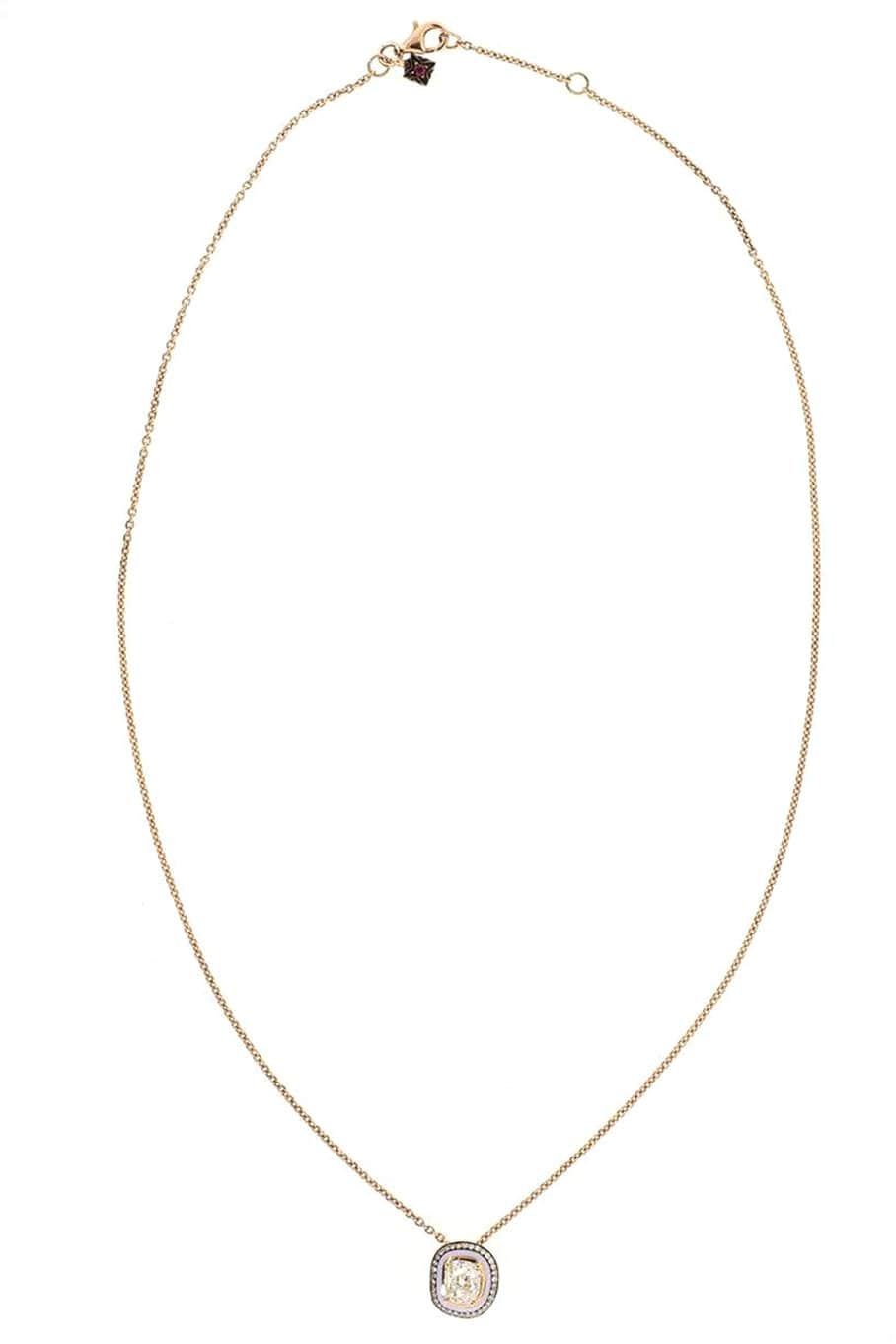 SELIM MOUZANNAR-Lilac Enamel Diamond Pendant Necklace-ROSE GOLD