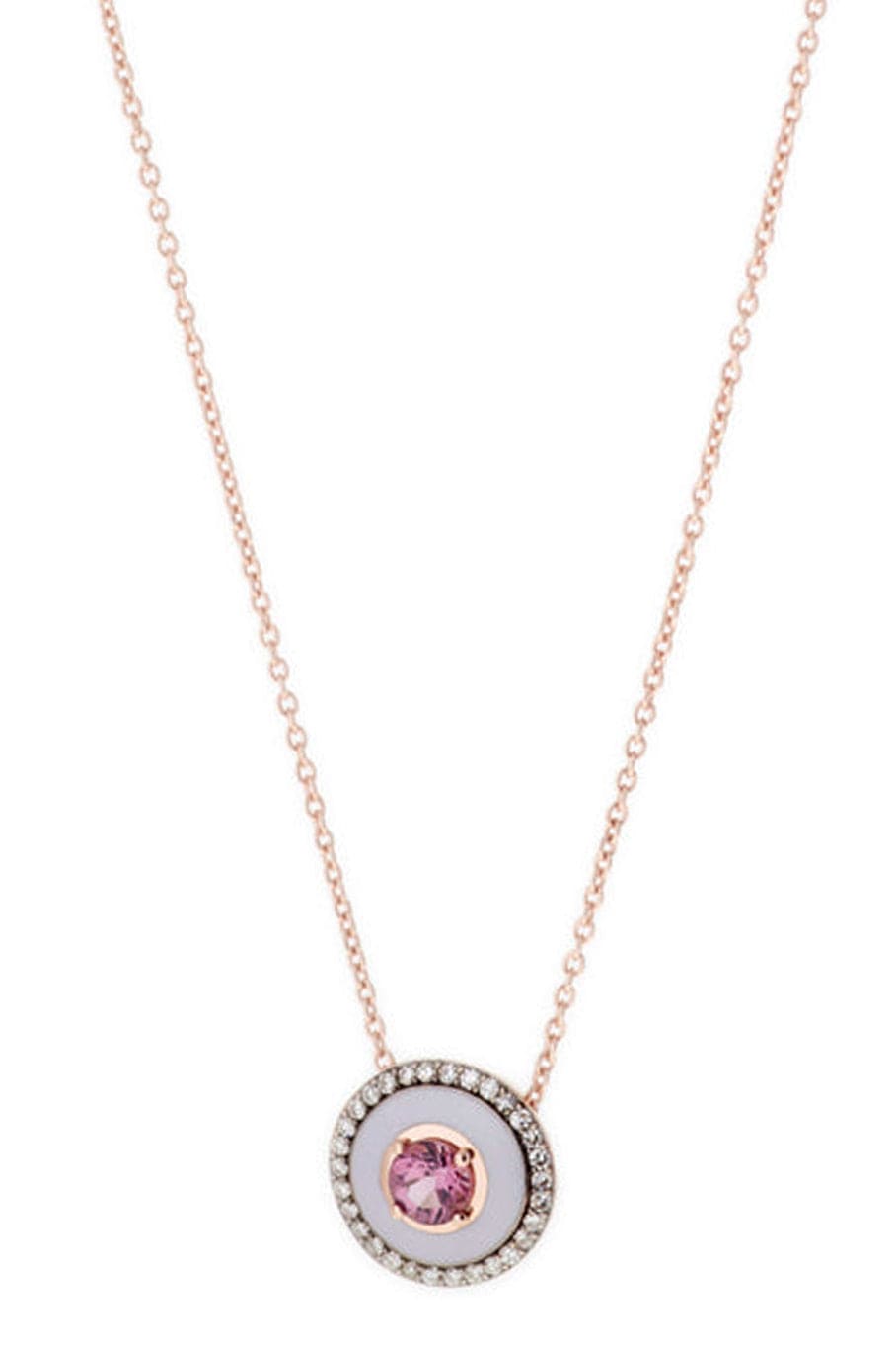 SELIM MOUZANNAR-Lilac Enamel, Pink Tourmaline and Diamond Necklace-ROSE GOLD