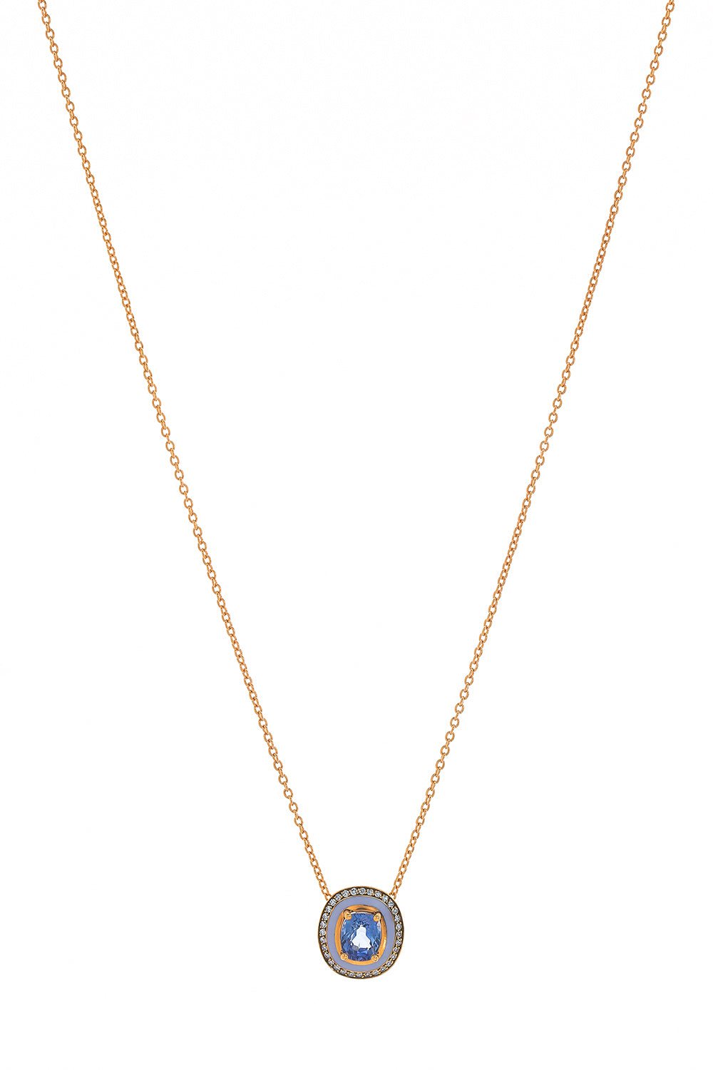 SELIM MOUZANNAR-Lilac Enamel Tanzanite Necklace-ROSE GOLD