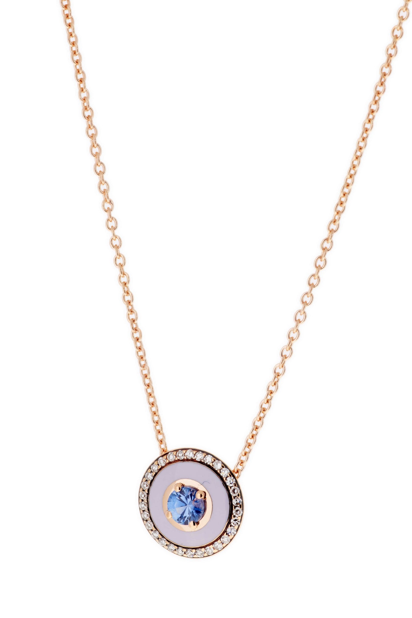 SELIM MOUZANNAR-Lilac Enamel Tanzanite Pendant Necklace-ROSE GOLD