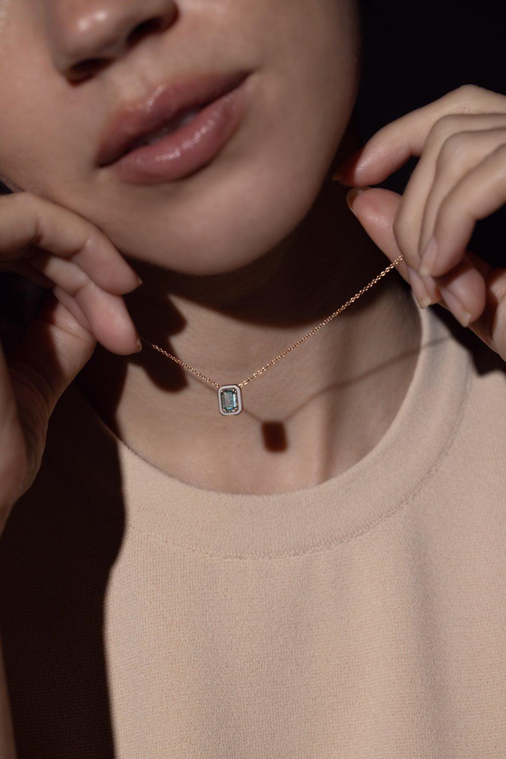 SELIM MOUZANNAR-Mina BlueTourmaline Necklace-ROSE GOLD