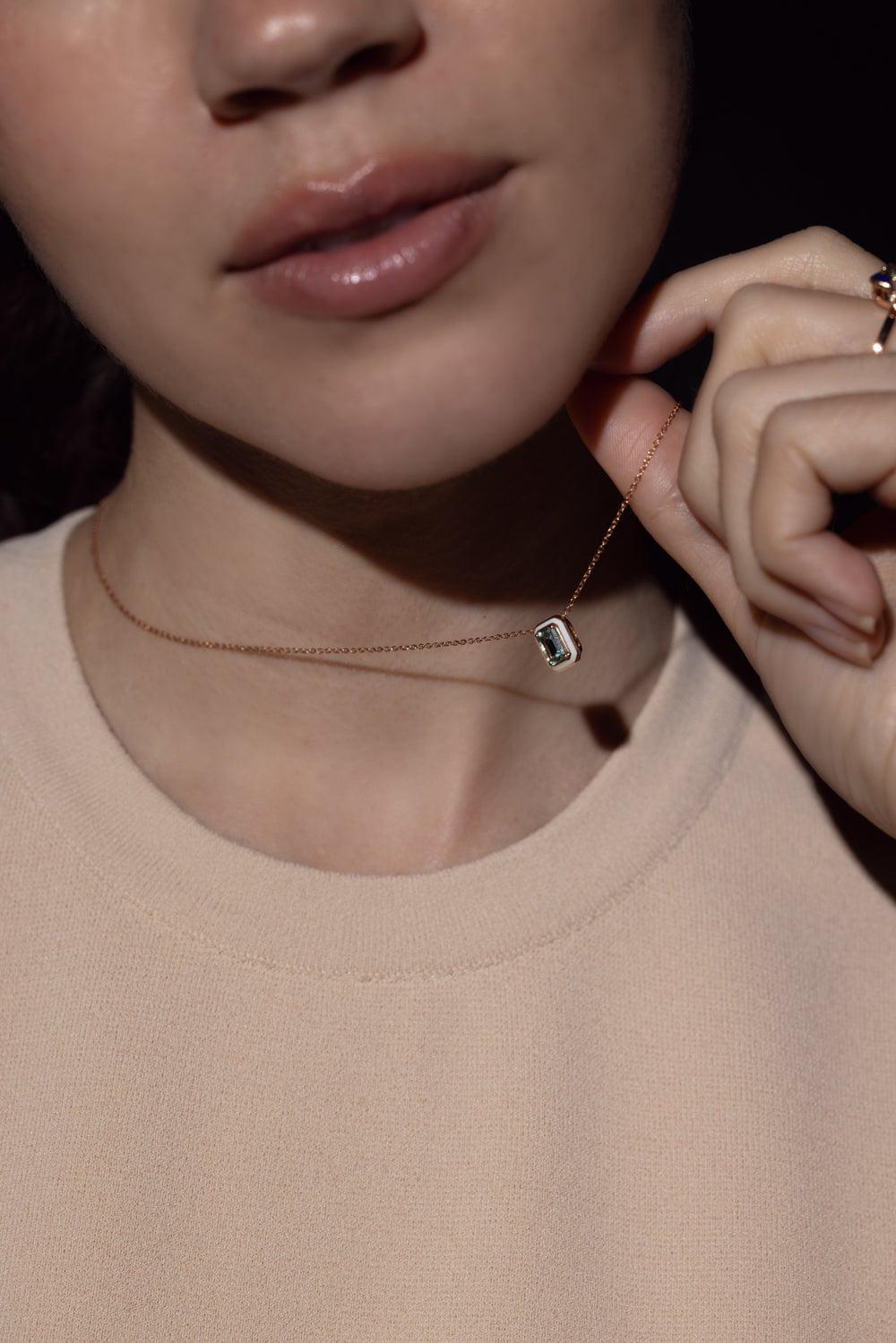 SELIM MOUZANNAR-Mina BlueTourmaline Necklace-ROSE GOLD