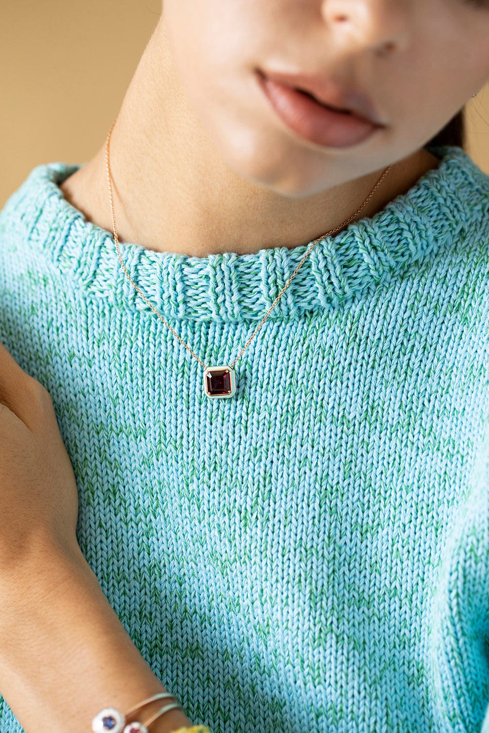 SELIM MOUZANNAR-Mina Green Pendant-ROSE GOLD