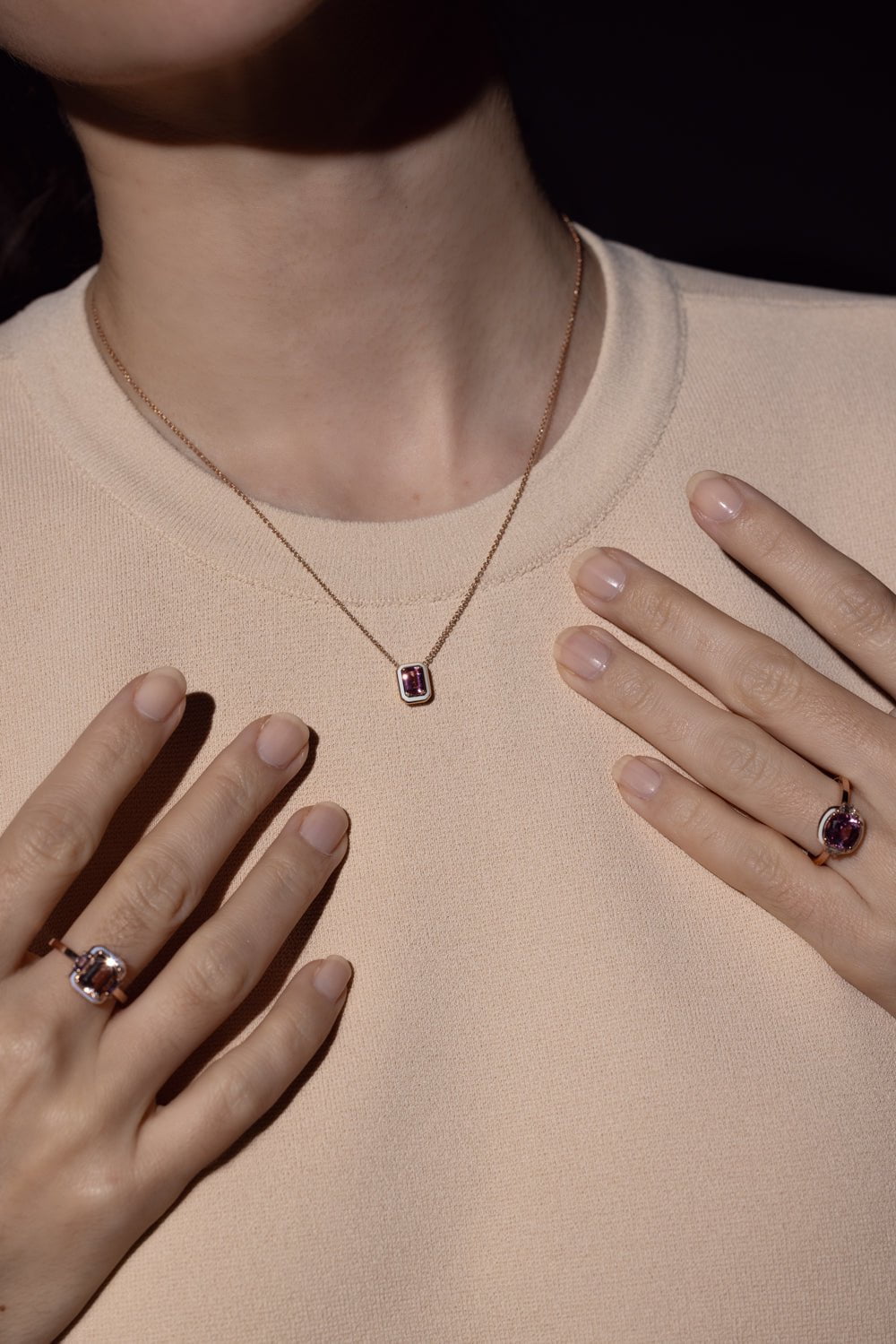 SELIM MOUZANNAR-Mina Pink Tourmaline Necklace-ROSE GOLD