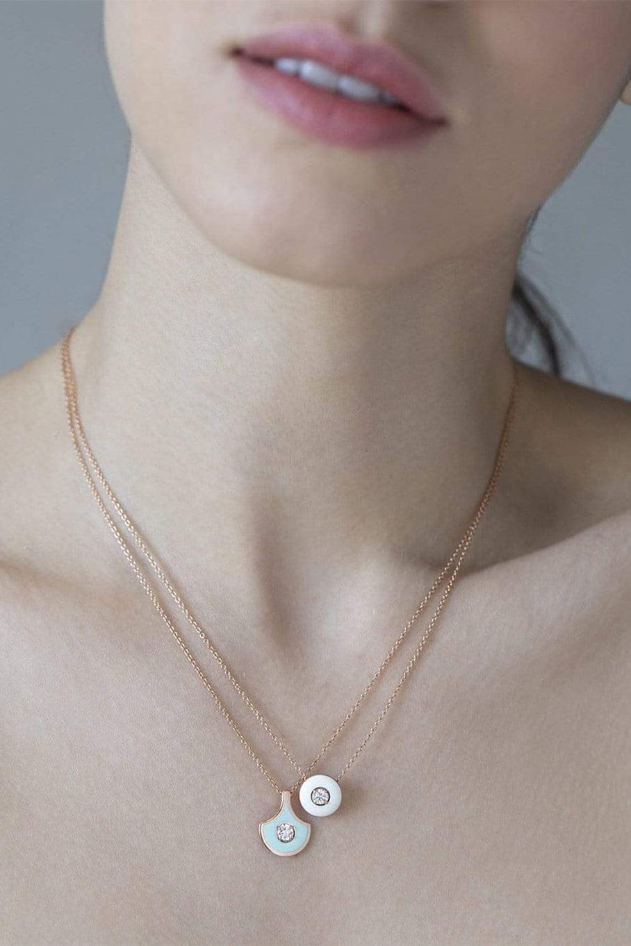 SELIM MOUZANNAR-Mint Green Fish For Love Necklace-ROSE GOLD
