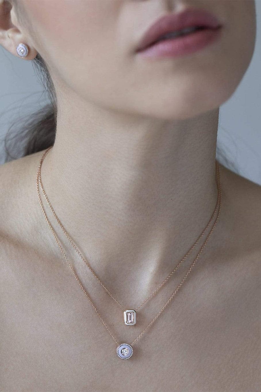 SELIM MOUZANNAR-Morganite Pendant Necklace-ROSE GOLD