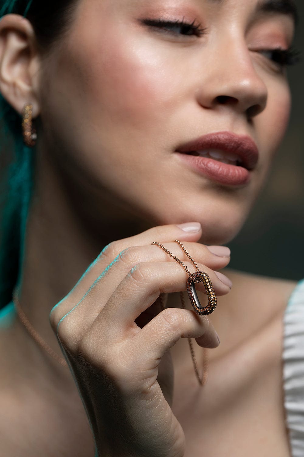 SELIM MOUZANNAR-Orange Sapphire Ombre Necklace-ROSE GOLD