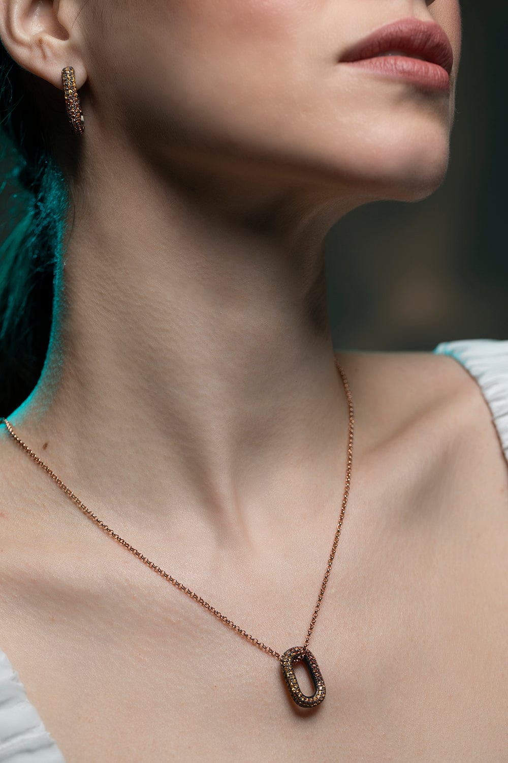 SELIM MOUZANNAR-Orange Sapphire Ombre Necklace-ROSE GOLD