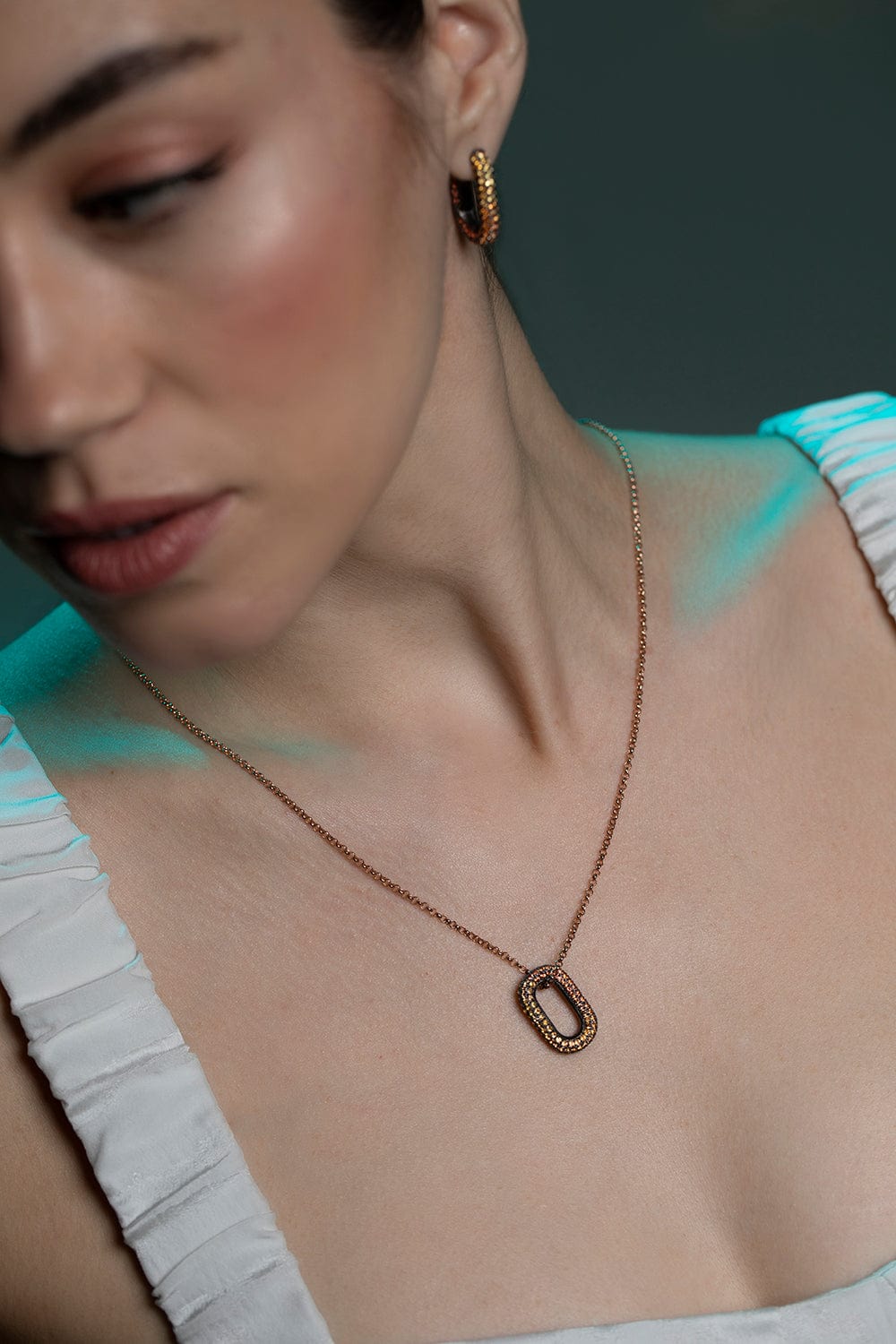 SELIM MOUZANNAR-Orange Sapphire Ombre Necklace-ROSE GOLD