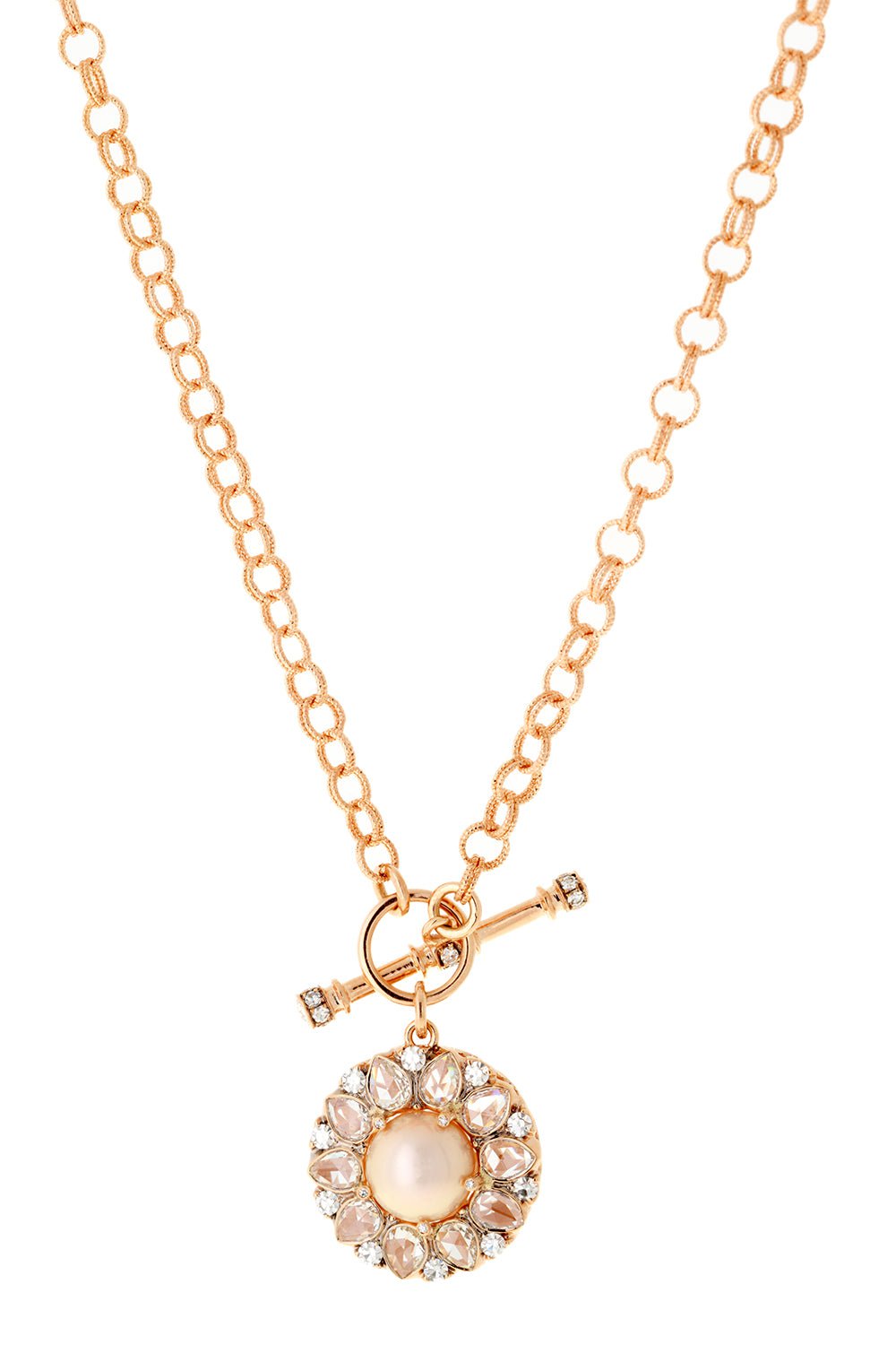SELIM MOUZANNAR-Pearl Pendant Toggle Chain Necklace-ROSE GOLD