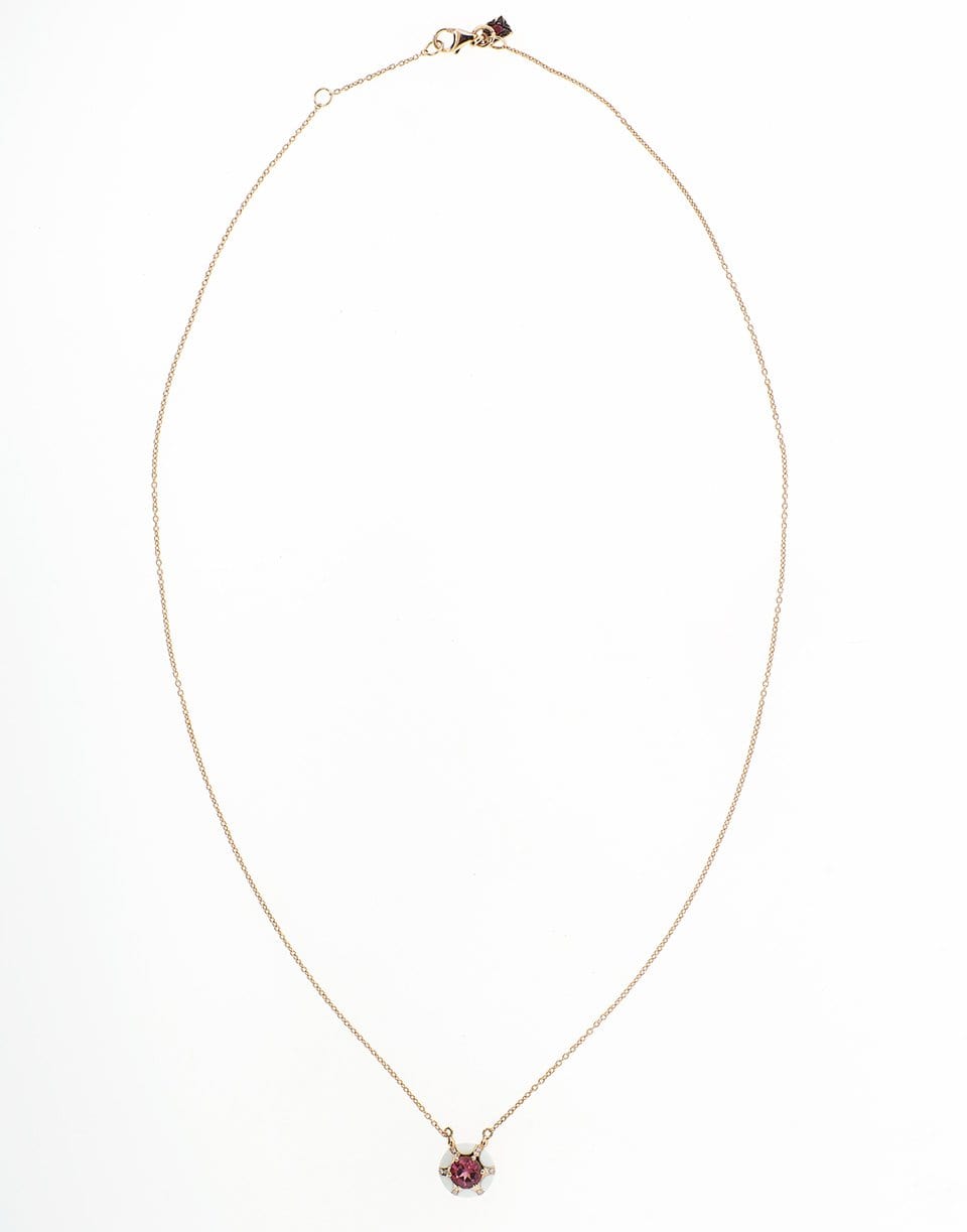 SELIM MOUZANNAR-Pink Tourmaline and White Enamel Necklace-ROSE GOLD