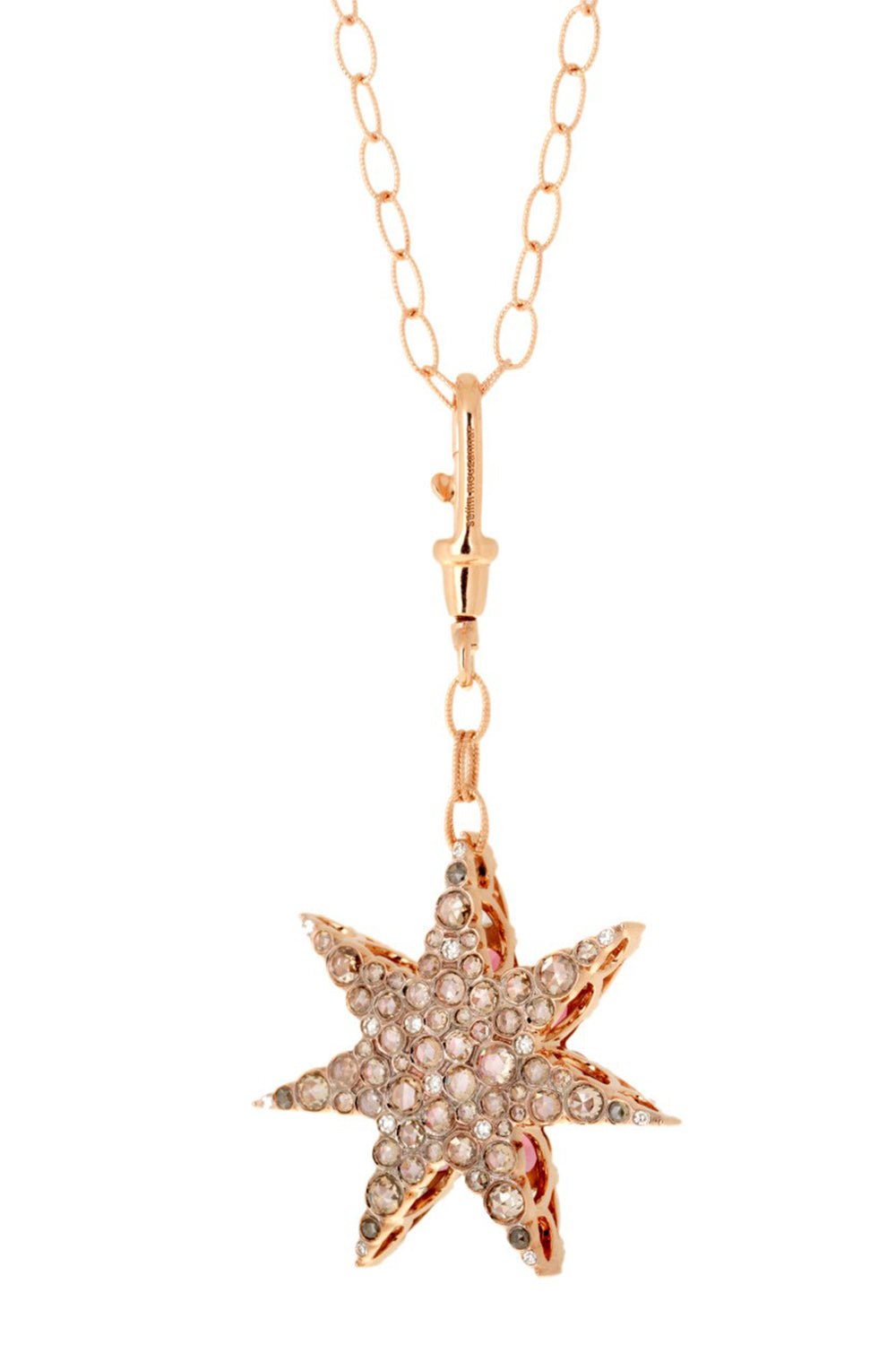 SELIM MOUZANNAR-Pink Tourmaline Diamond Star Pendant Necklace-ROSE GOLD