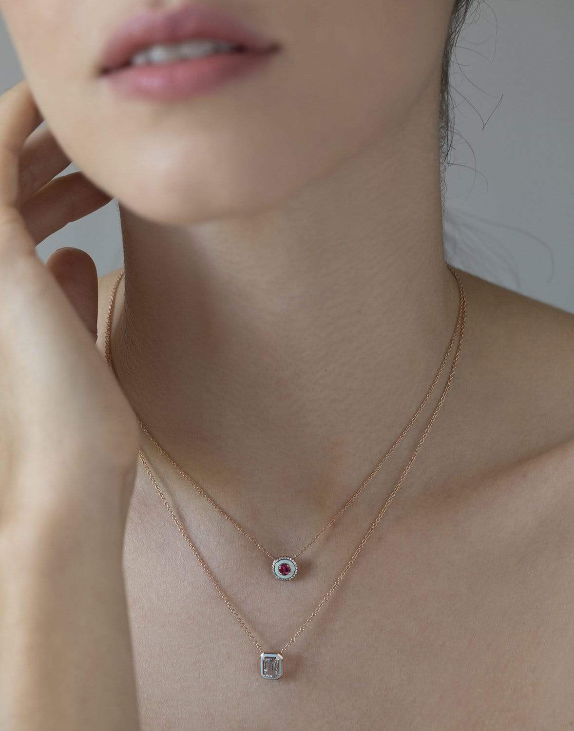SELIM MOUZANNAR-Pink Tourmaline Mina Necklace-ROSE GOLD