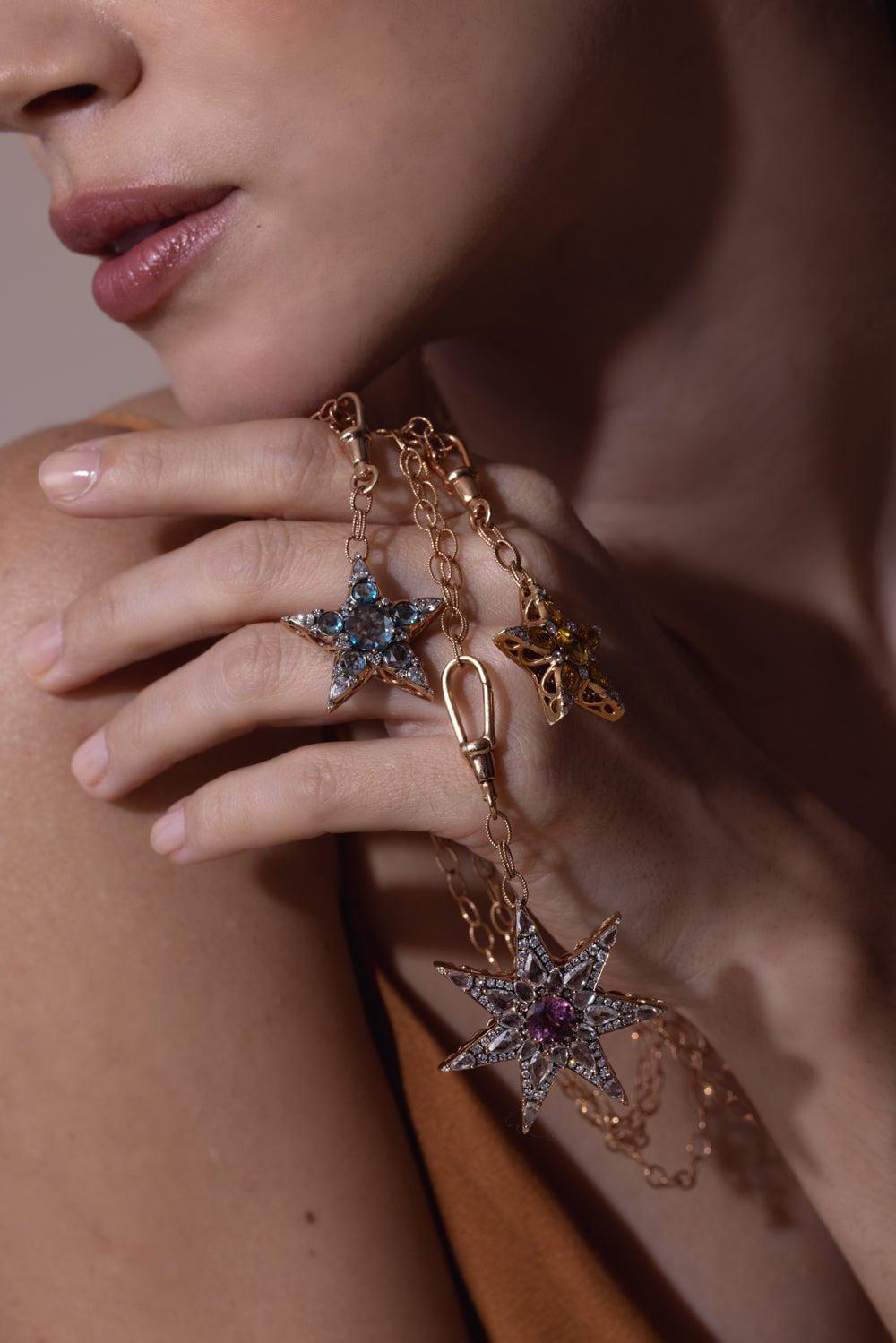 SELIM MOUZANNAR-Pink Tourmaline Star Necklace-ROSE GOLD